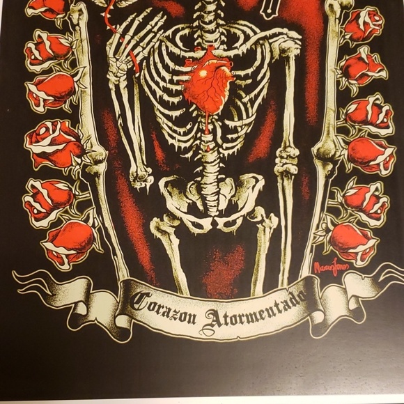Too Fast Corazon Atormeutada Skeleton Roses 11"x17" Tattoo Lithograph Art Print - Picture 5 of 5
